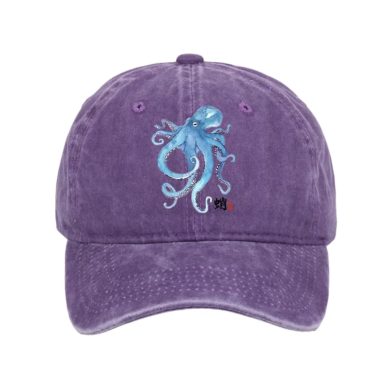 Tokyo-Tiger Watercolor Blue Octopus Washed Cap