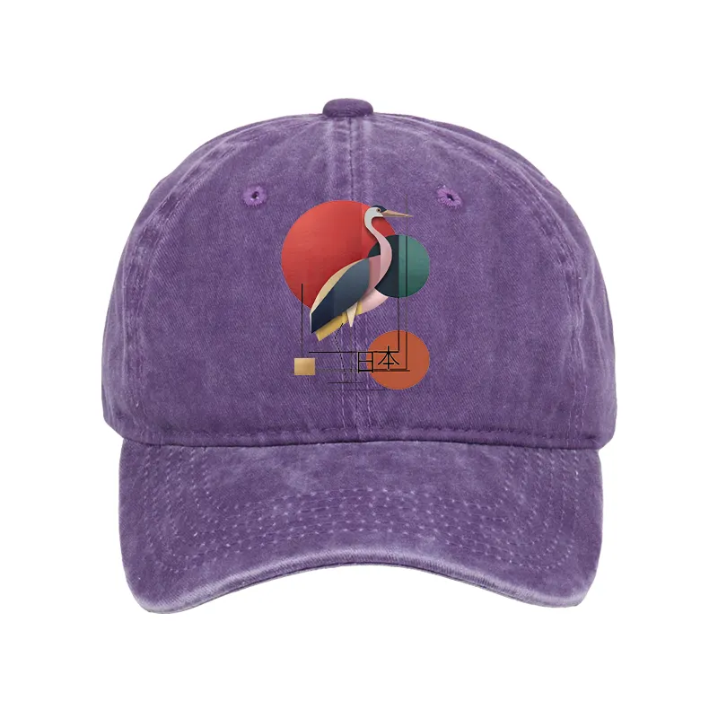 Tokyo-Tiger Geometric Crane Art Washed Cap