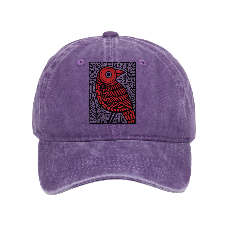 Tokyo-Tiger Retro Woodblock Bird Washed Cap
