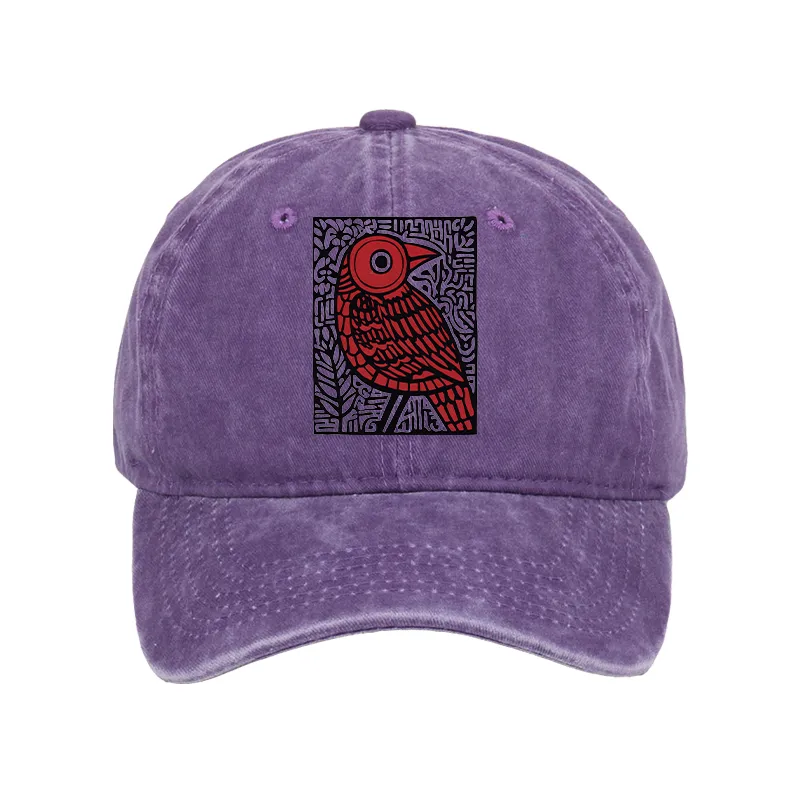 Tokyo-Tiger Retro Woodblock Bird Washed Cap