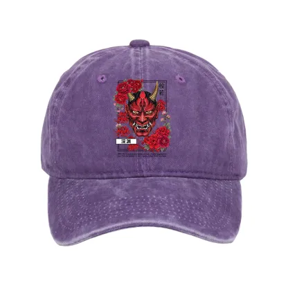 Tokyo-Tiger Cool Oni Floral Art Washed Cap