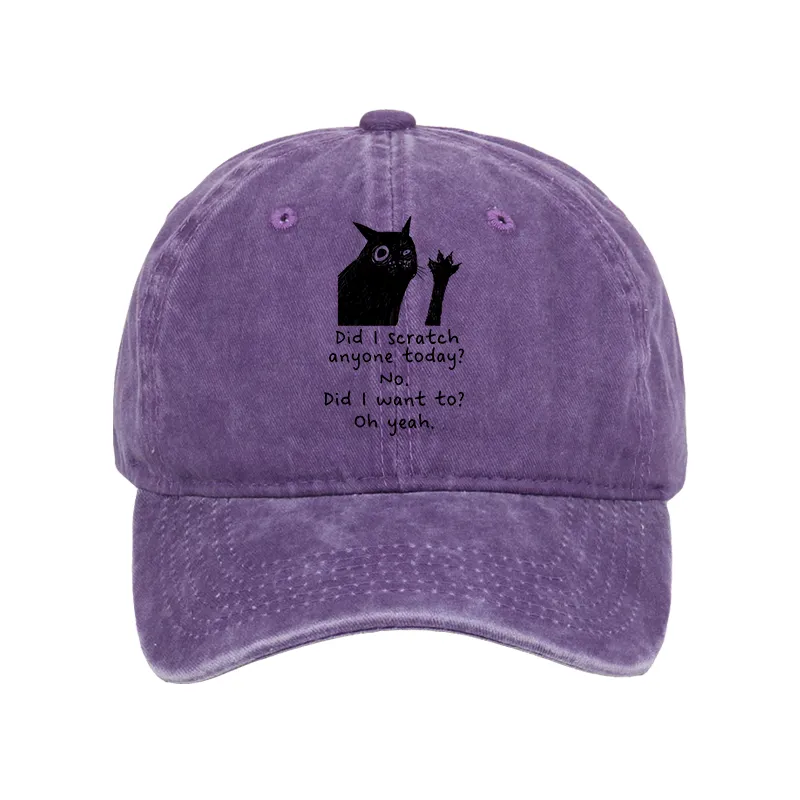 Tokyo-Tiger Black Cat Scratches People Washed Cap