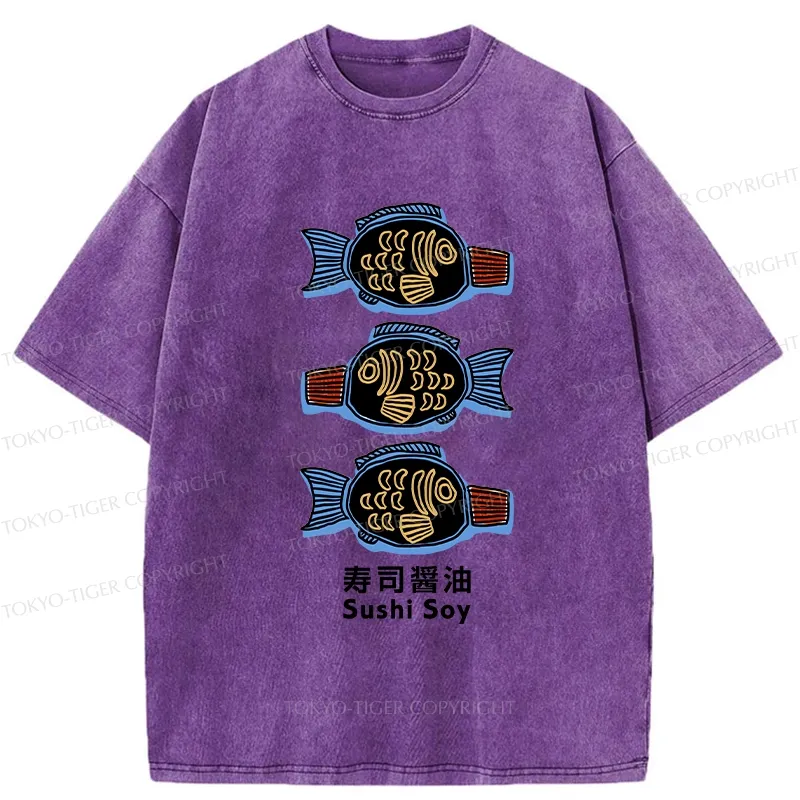 Tokyo-Tiger Sushi Soy Sauce Washed T-Shirt
