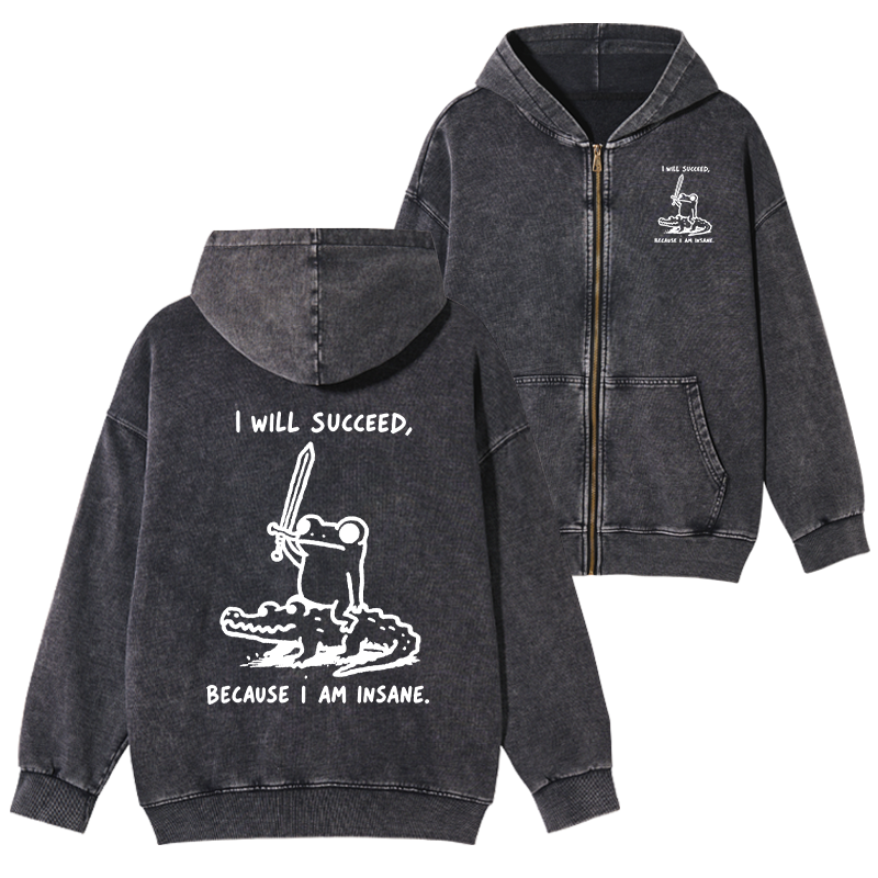 Tokyo-Tiger Warrior Frog Funny Meme Washed Zip Hoodie