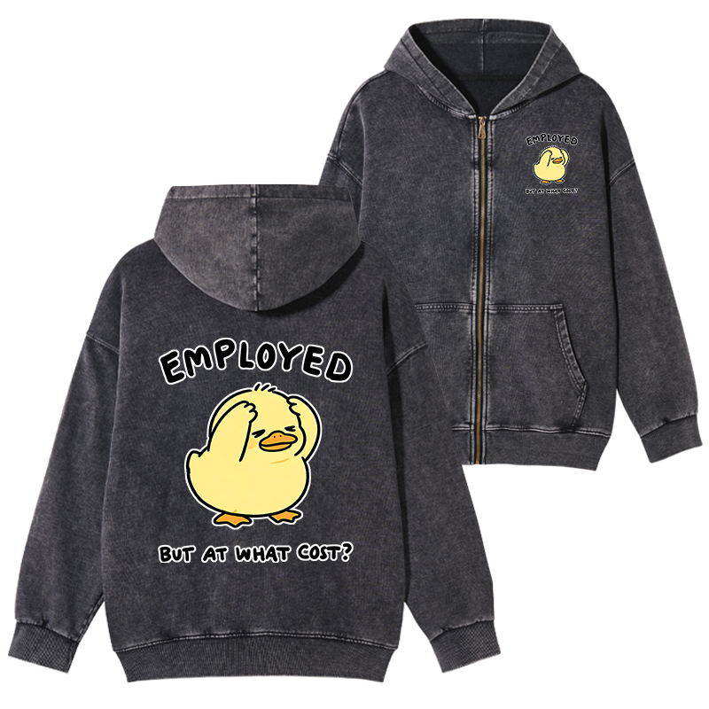 Tokyo-Tiger Funny Work Duck Washed Zip Hoodie