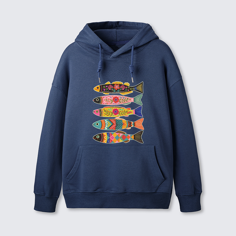 Tokyo-Tiger Colorful Patterned Fish Classic Hoodie