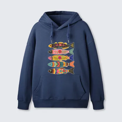 Tokyo-Tiger Colorful Patterned Fish Classic Hoodie