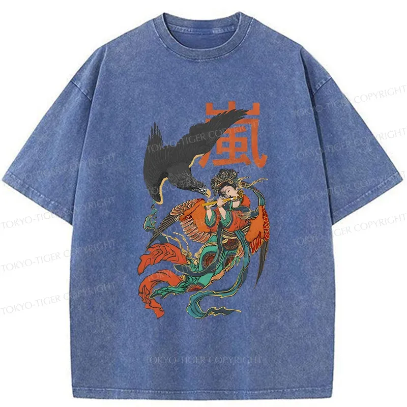 Tokyo-Tiger Japanese mural Washed T-Shirt