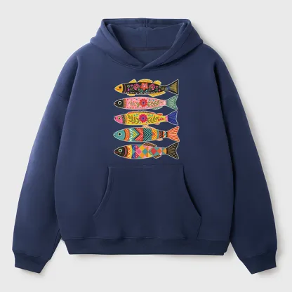 Tokyo-Tiger Colorful Patterned Fish Adult Fleece Hoodie