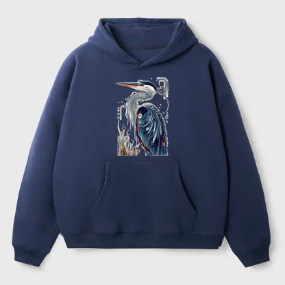 Tokyo-Tiger Stylish Blue Heron Adult Fleece Hoodie