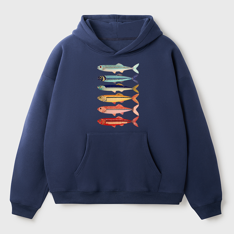 Tokyo-Tiger Colorful Fish Stack Adult Fleece Hoodie