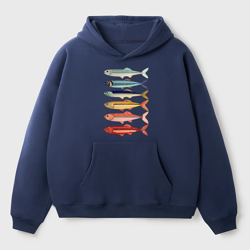 Tokyo-Tiger Colorful Fish Stack Adult Fleece Hoodie