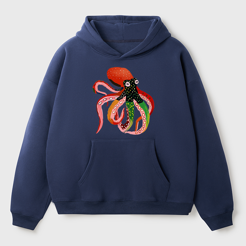 Tokyo-Tiger Colorful Octopus Art Adult Fleece Hoodie