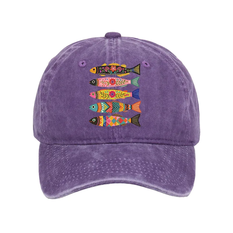 Tokyo-Tiger Colorful Patterned Fish Washed Cap