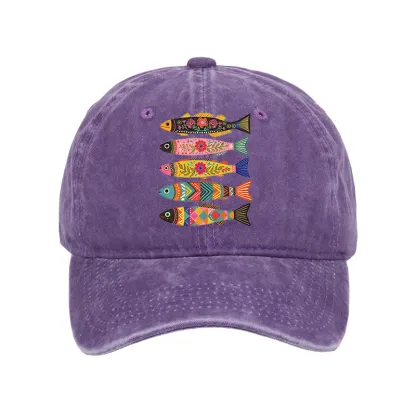 Tokyo-Tiger Colorful Patterned Fish Washed Cap