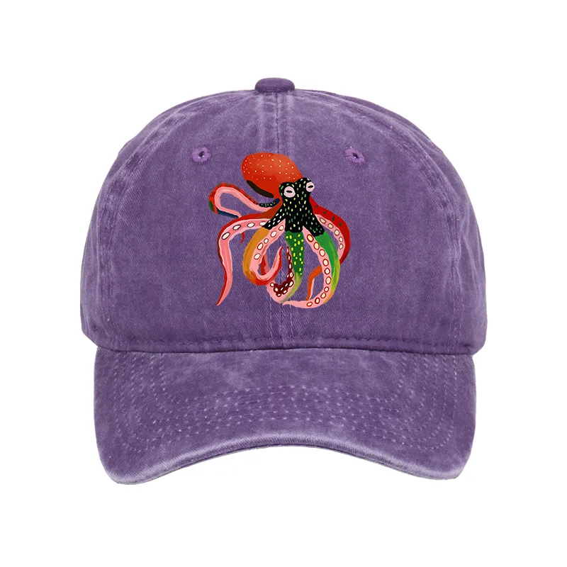 Tokyo-Tiger Colorful Octopus Art Washed Cap