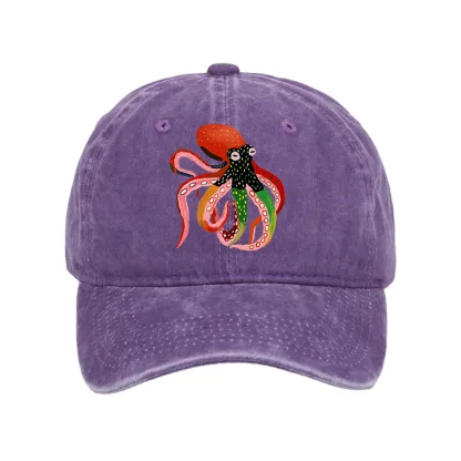 Tokyo-Tiger Colorful Octopus Art Washed Cap