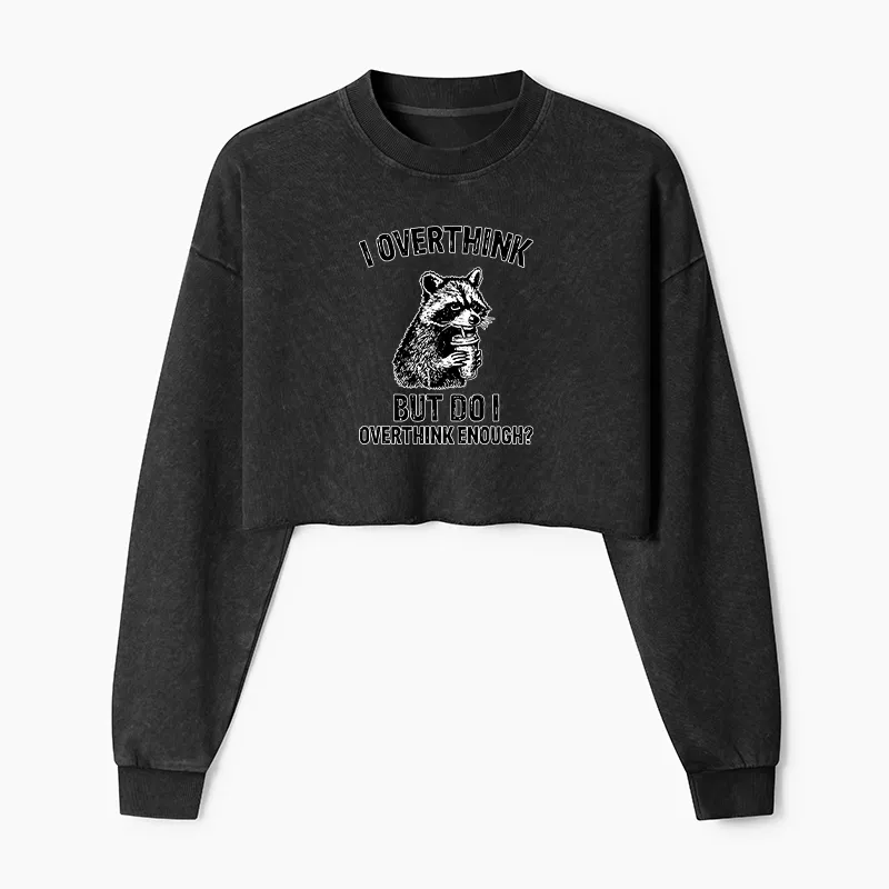 Tokyo-Tiger Constant Overthinking Washed Crop Sweatshirt