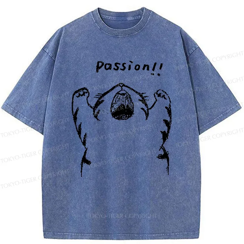 Tokyo-Tiger Passion Funny Cat Washed T-Shirt
