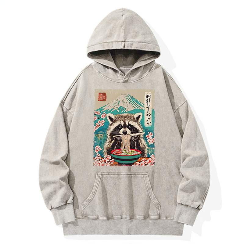 Tokyo-Tiger Please Give Raccoon A Discount Washed Hoodie