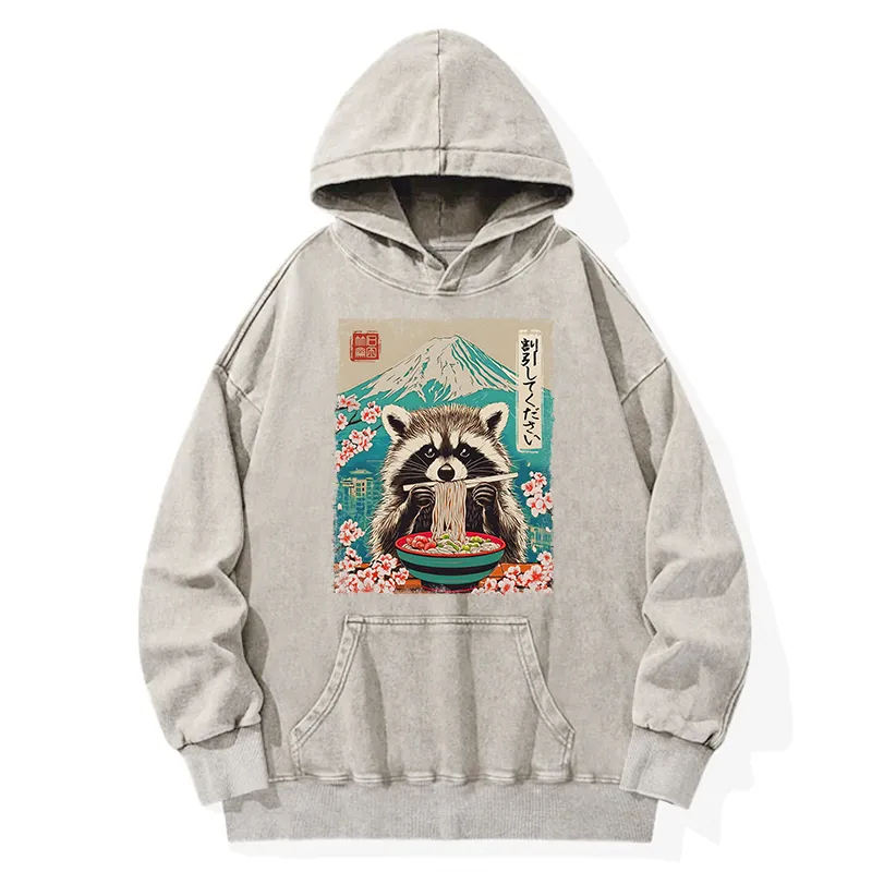 Tokyo-Tiger Please Give Raccoon A Discount Washed Hoodie