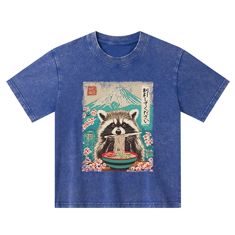 Tokyo-Tiger Please Give Raccoon A Discount Kids Washed T-Shirt
