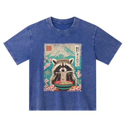 Tokyo-Tiger Please Give Raccoon A Discount Kids Washed T-Shirt