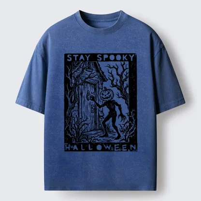 Tokyo‑Tiger Pumpkin Ghost Washed T‑Shirt