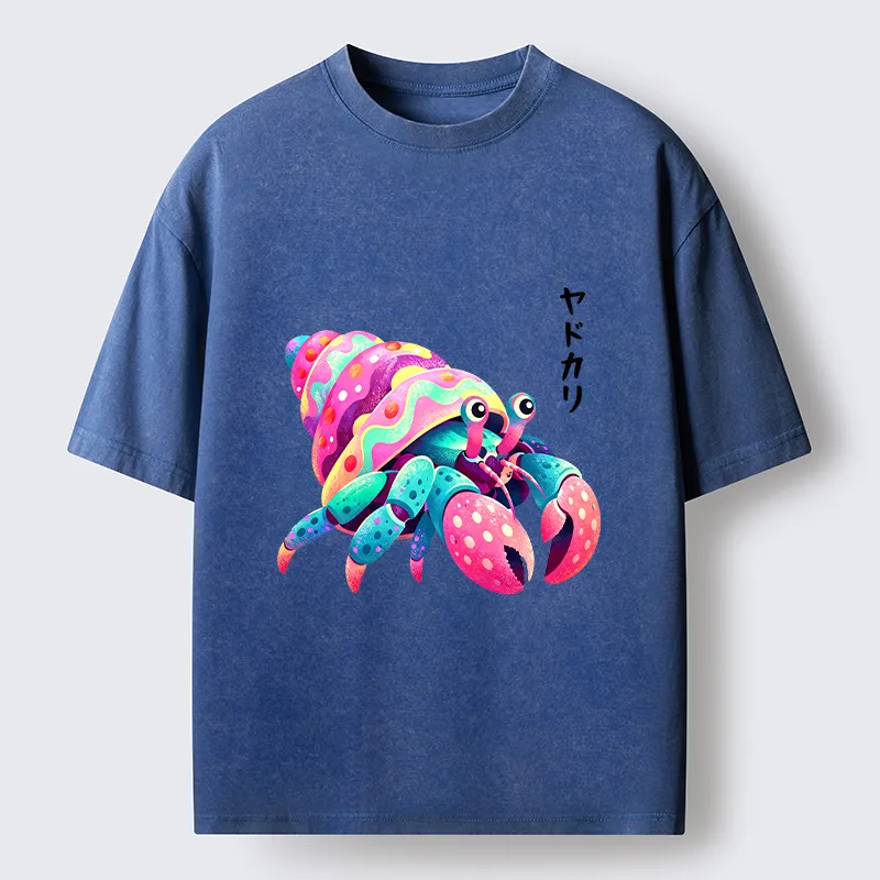 Tokyo‑Tiger Colorful Hermit Crab Washed T‑Shirt