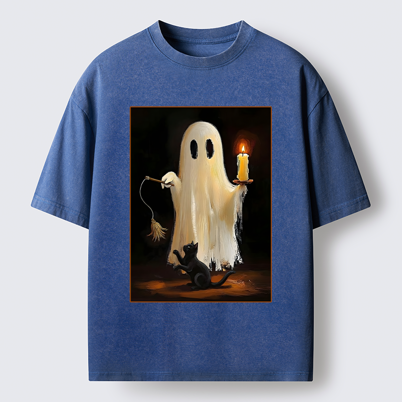 Tokyo‑Tiger Ghost Cat Halloween Art Washed T‑Shirt