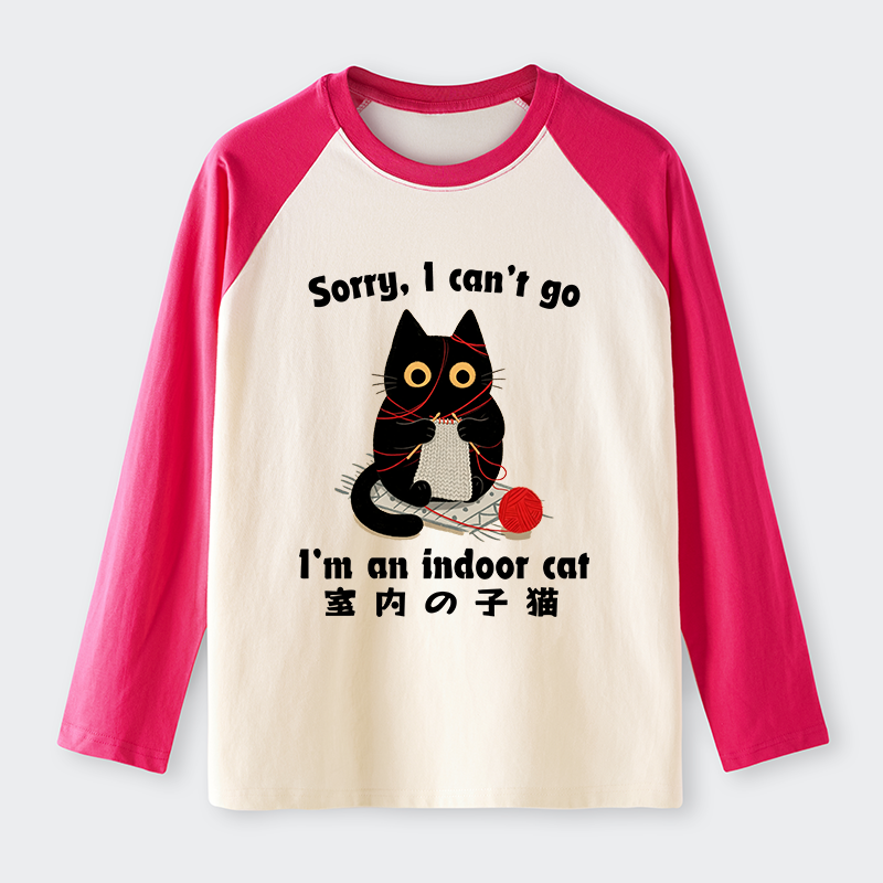 Tokyo-Tiger Indoor Cat Meme Raglan Long Sleeve T-shirt