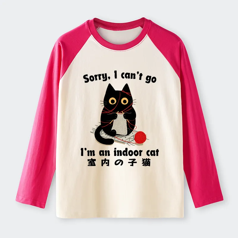 Tokyo-Tiger Indoor Cat Meme Raglan Long Sleeve T-shirt