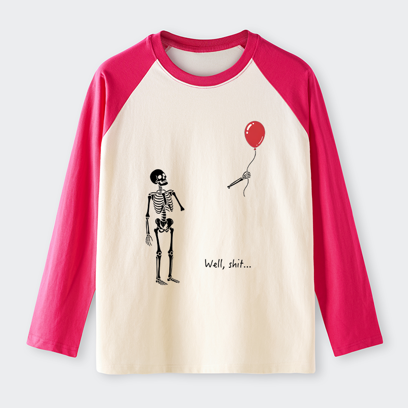Tokyo-Tiger Skeleton Balloon Meme Raglan Long Sleeve T-shirt
