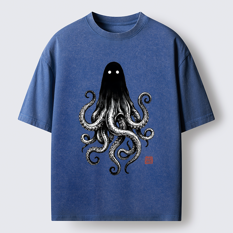 Tokyo‑Tiger Spooky Ghost Octopus Washed T‑Shirt