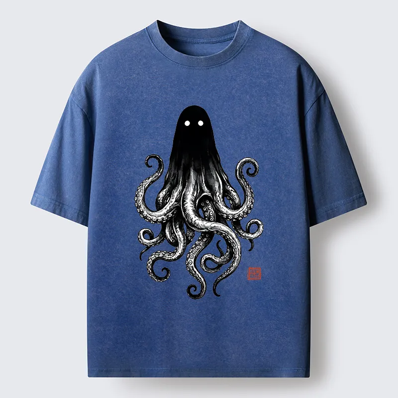 Tokyo‑Tiger Spooky Ghost Octopus Washed T‑Shirt