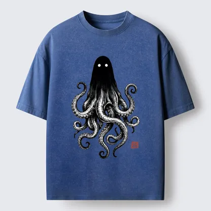 Tokyo‑Tiger Spooky Ghost Octopus Washed T‑Shirt