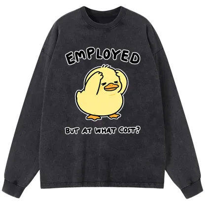 Tokyo-Tiger Funny Work Duck Washed Long Sleeve T-Shirt