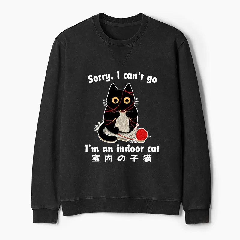 Tokyo-Tiger Indoor Cat Meme Washed Terry Sweatshirt Sale