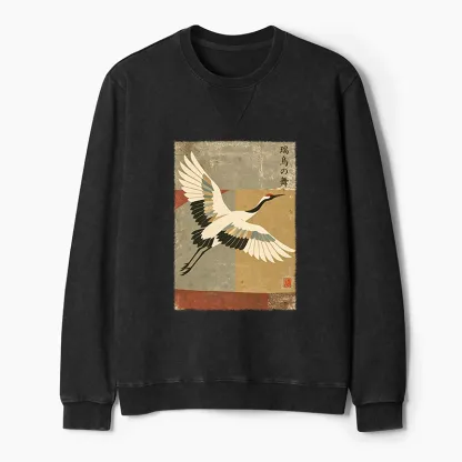 Tokyo-Tiger Crane Spirit Washed Terry Sweatshirt