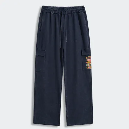 Tokyo-Tiger Colorful Patterned Fish Washed Utility Sweatpants