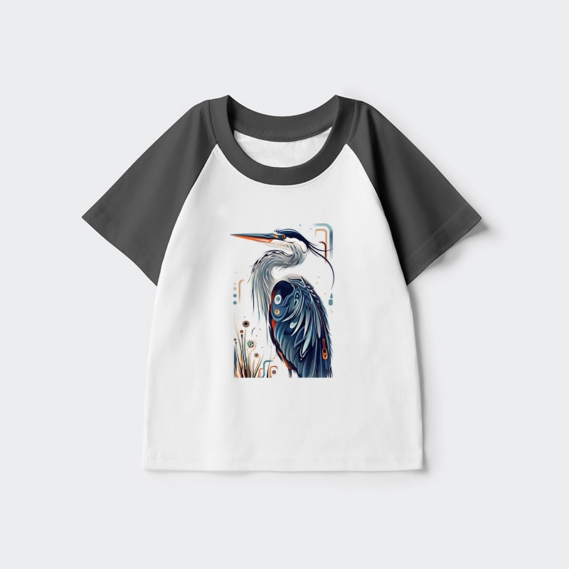 Tokyo-Tiger Stylish Blue Heron Kids Raglan T-shirt