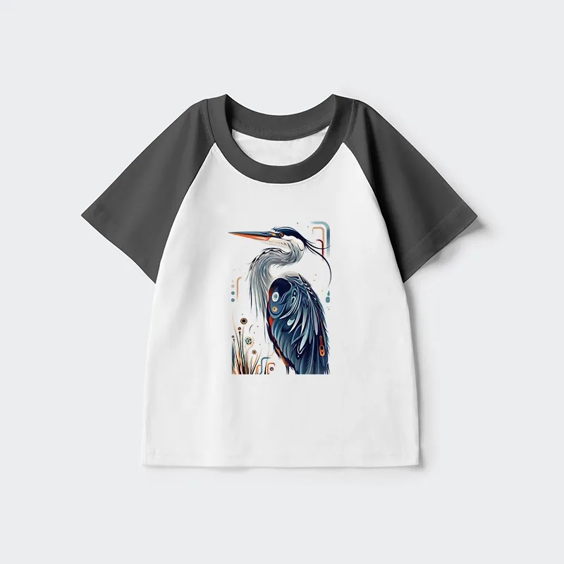 Tokyo-Tiger Stylish Blue Heron Kids Raglan T-shirt Sale