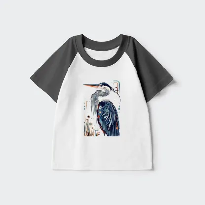 Tokyo-Tiger Stylish Blue Heron Kids Raglan T-shirt