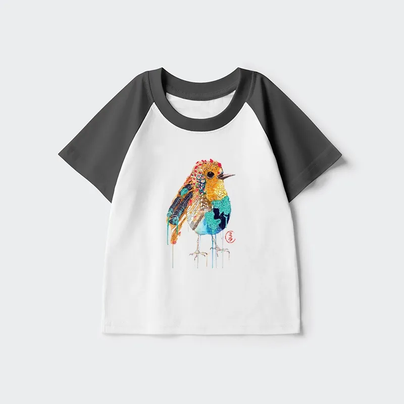 Tokyo-Tiger Sparkly Wild Bird Kids Raglan T-shirt
