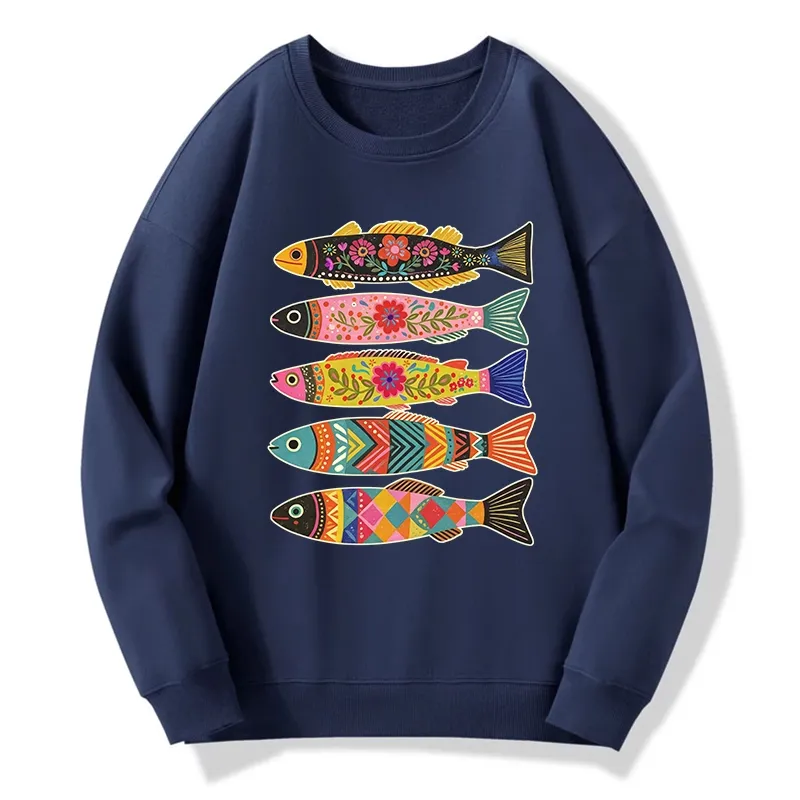 Tokyo-Tiger Colorful Patterned Fish Classic Sweatshirt