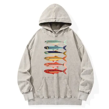 Tokyo-Tiger Colorful Fish Stack Washed Hoodie