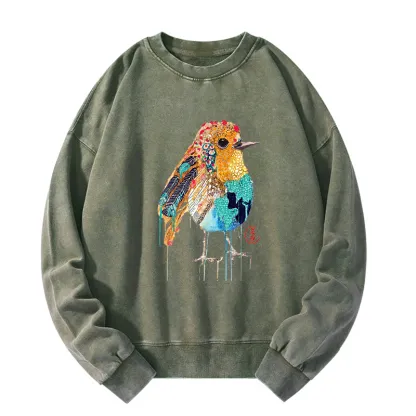 Tokyo-Tiger Sparkly Wild Bird Washed Sweatshirt