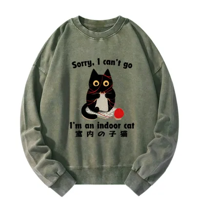 Tokyo-Tiger Indoor Cat Meme Washed Sweatshirt