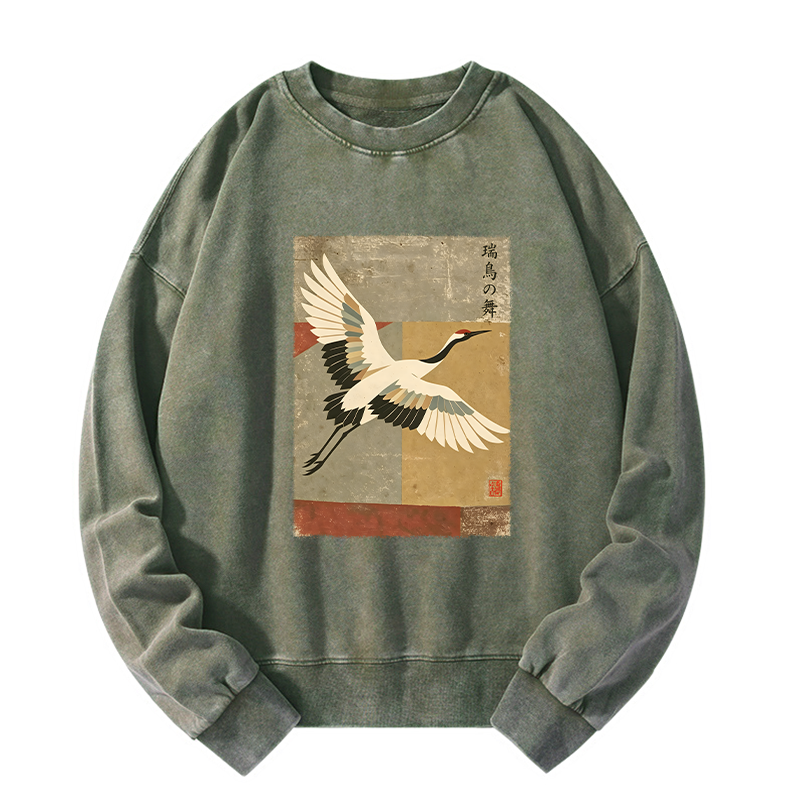 Tokyo-Tiger Crane Spirit Washed Sweatshirt