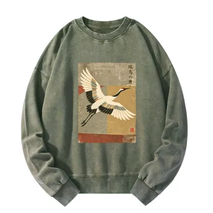 Tokyo-Tiger Crane Spirit Washed Sweatshirt
